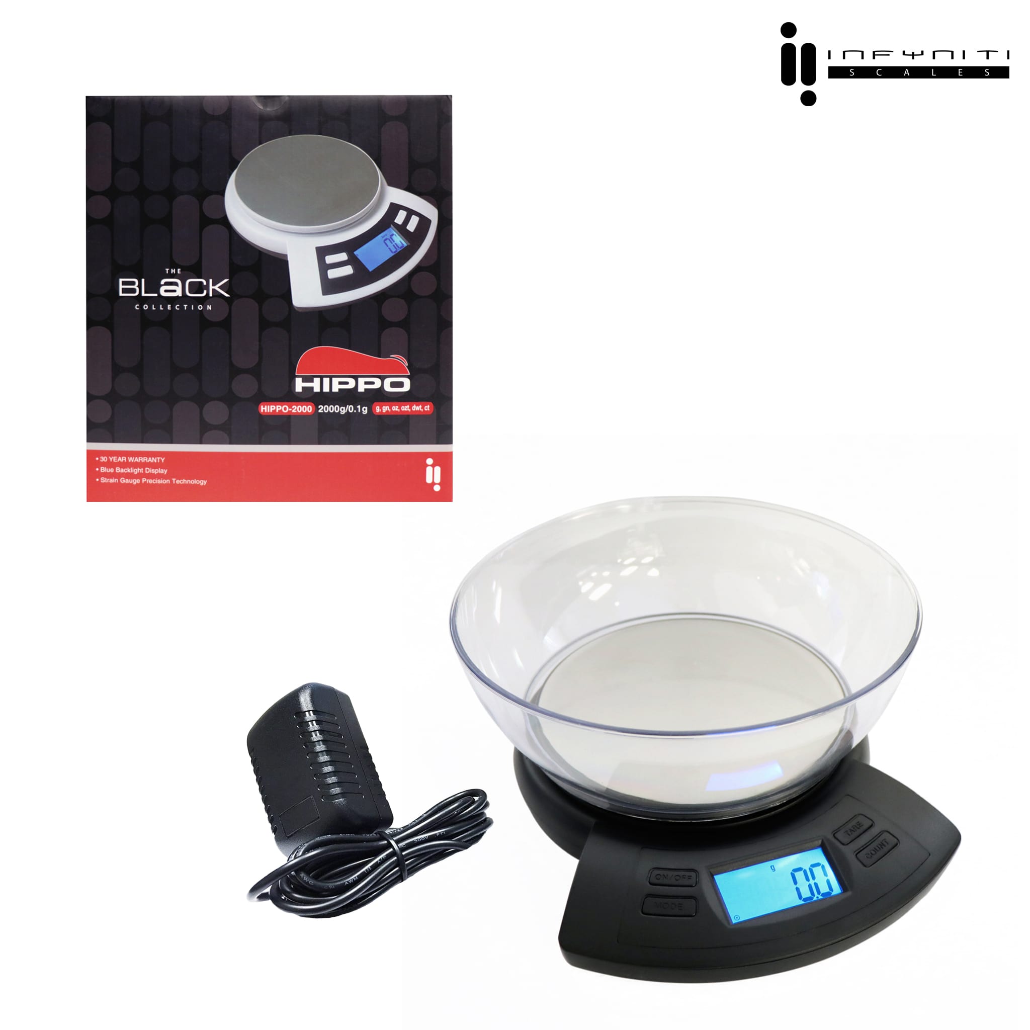 The Black Collection- Hippo 2000g X 0.1g Digital Scale